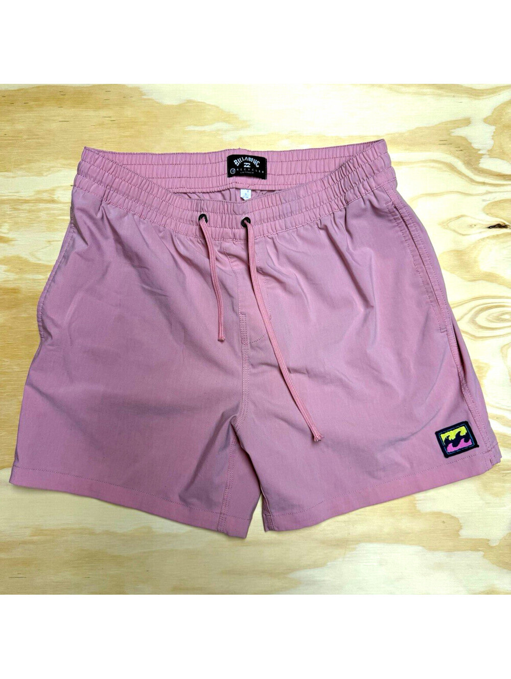 Billabong Recycler Layback Men’s Pink Solid Swim Shorts Drawstring Pockets S